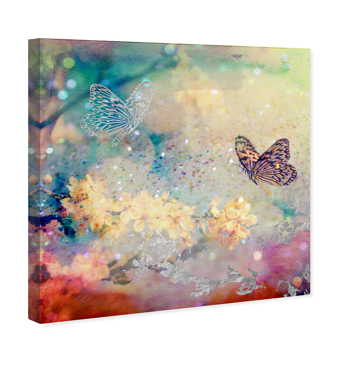 The Oliver Gal Artist Co. Botanical Wall Art Canvas Prints 'Butterfly Dance' Home Décor, 24" x 24", Pink, Yellow
