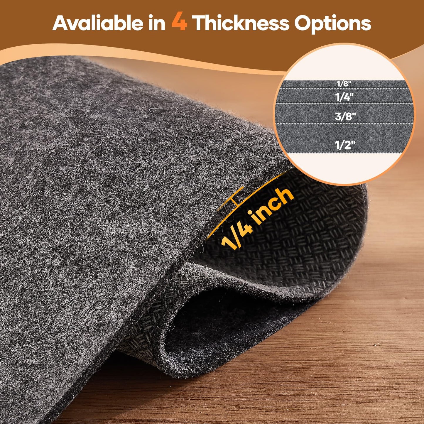 Veken Non Slip Cushioned Rug Pad Gripper 5 x 7 Ft, Felt and Silicone Backing, 1/4 inch Thick Carpet Liner for Hardwood Floors and Finishes, Under Area Rugs Anti Skid Mat, Keep Rugs Safe and in Place