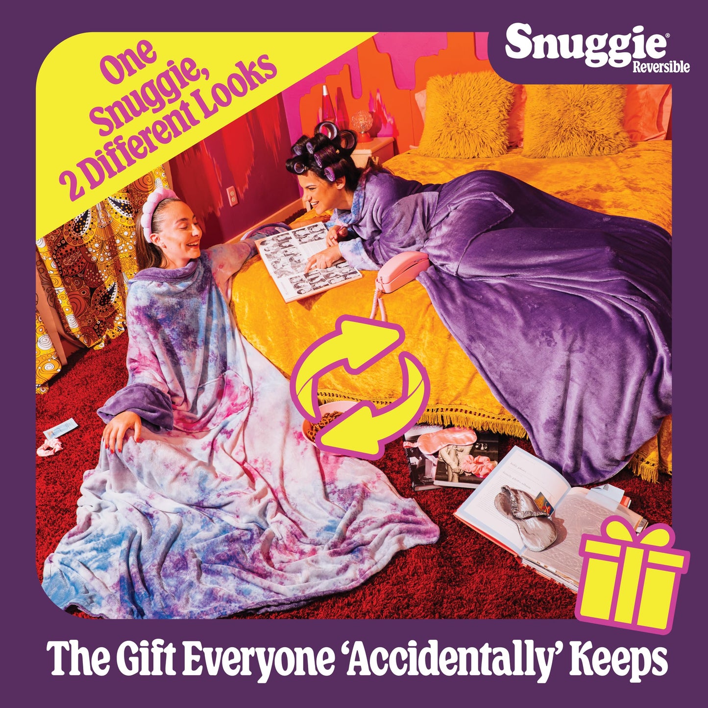 Snuggie The Original Wearable Blanket With Sleeves & Pockets | Reversible Throw for Adult Men & Women, Machine Washable, Gift for Holidays, As Seen on TV | One Size, Tie Dye/Purple, 71 x 54