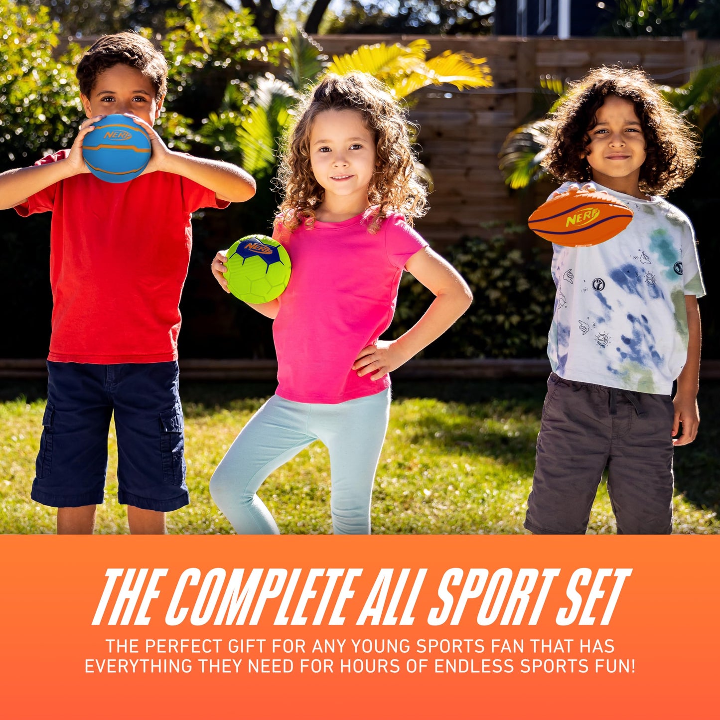 Nerf Kids Mini Foam Sports Ball Set - Soft Foam Football, Soccer Ball + Basketball for Kids - All Sport Mini Set - Indoor + Outdoor Youth Balls - Perfect Toy - Multi