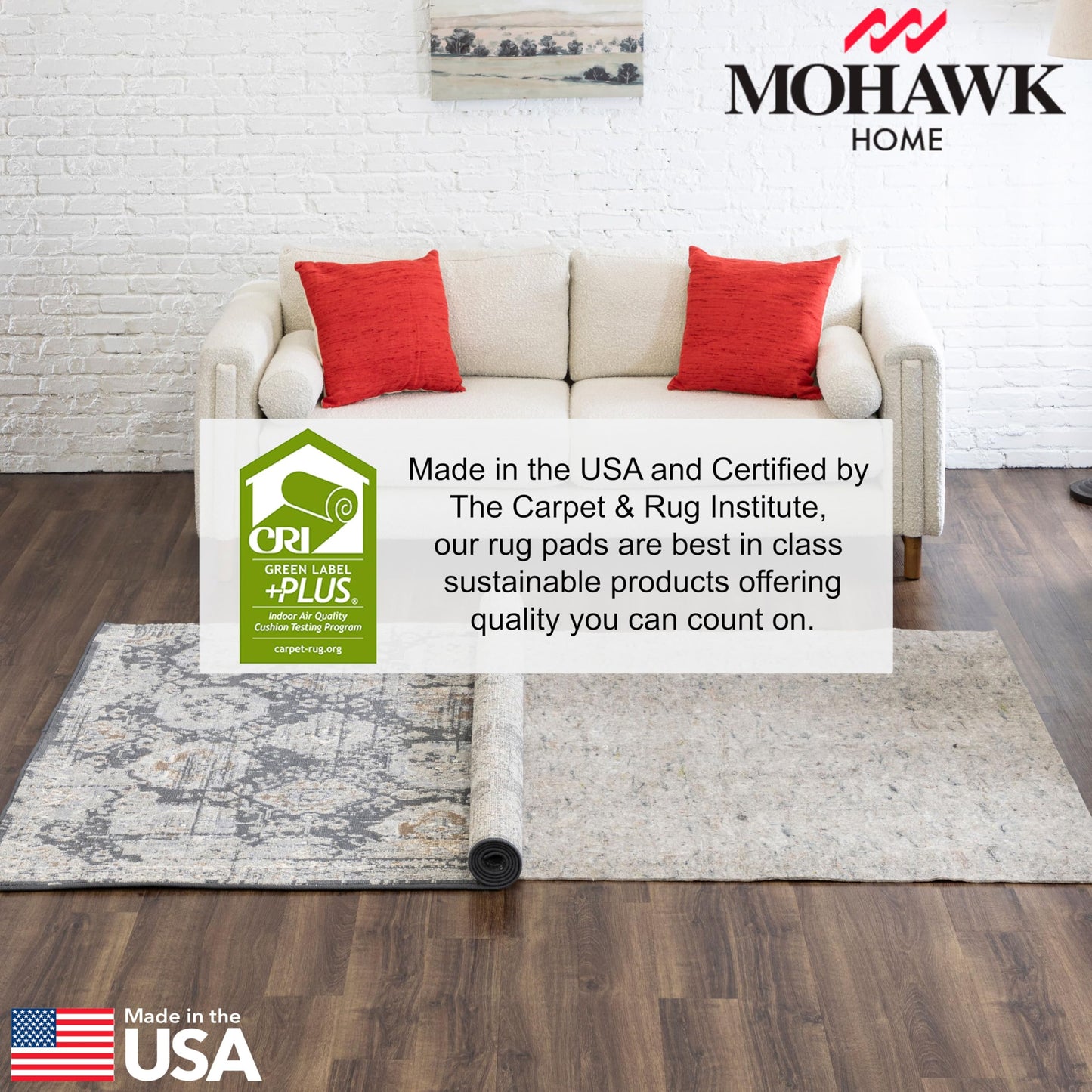 Mohawk Home 5' x 8' Non Slip Rug Pad Gripper 1/4 Thick Dual Surface Felt + Rubber Gripper - Safe for All Floors