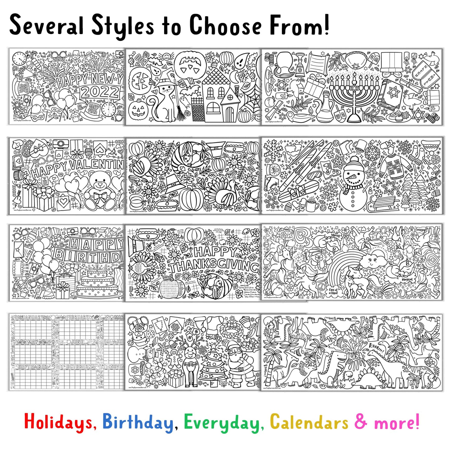 Tiny Expressions Giant Coloring Banner for Kids - Rolled, Not Creases - Coloring Table Cloth for Kids Activity - Construction Truck
