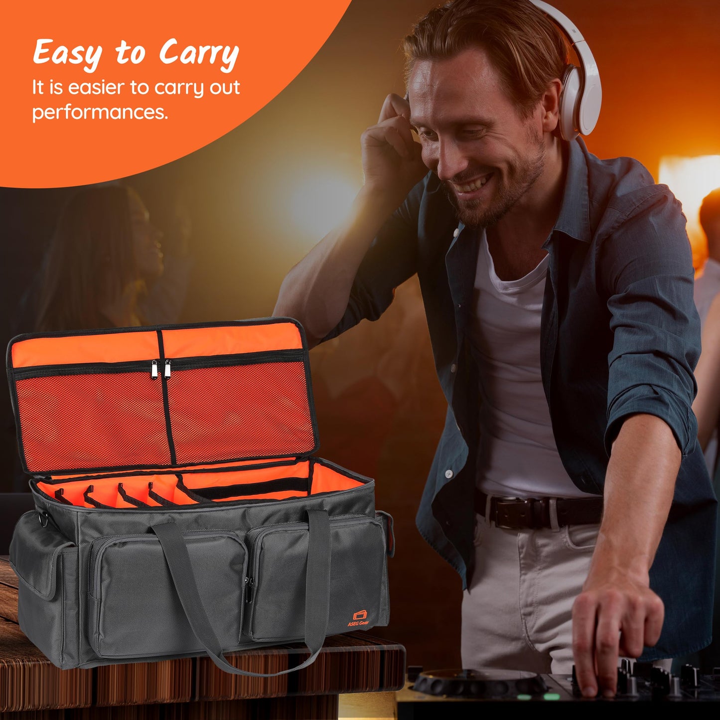 Heavy Duty - DJ Cable Bag Organizer with Detachable Dividers – Cable Bag – DJ Bag for Equipment - DJ Gig Bag - Music Equipment & Accessories -DJ Bag - Heavy Duty Exterior & Padded Nylon Interior