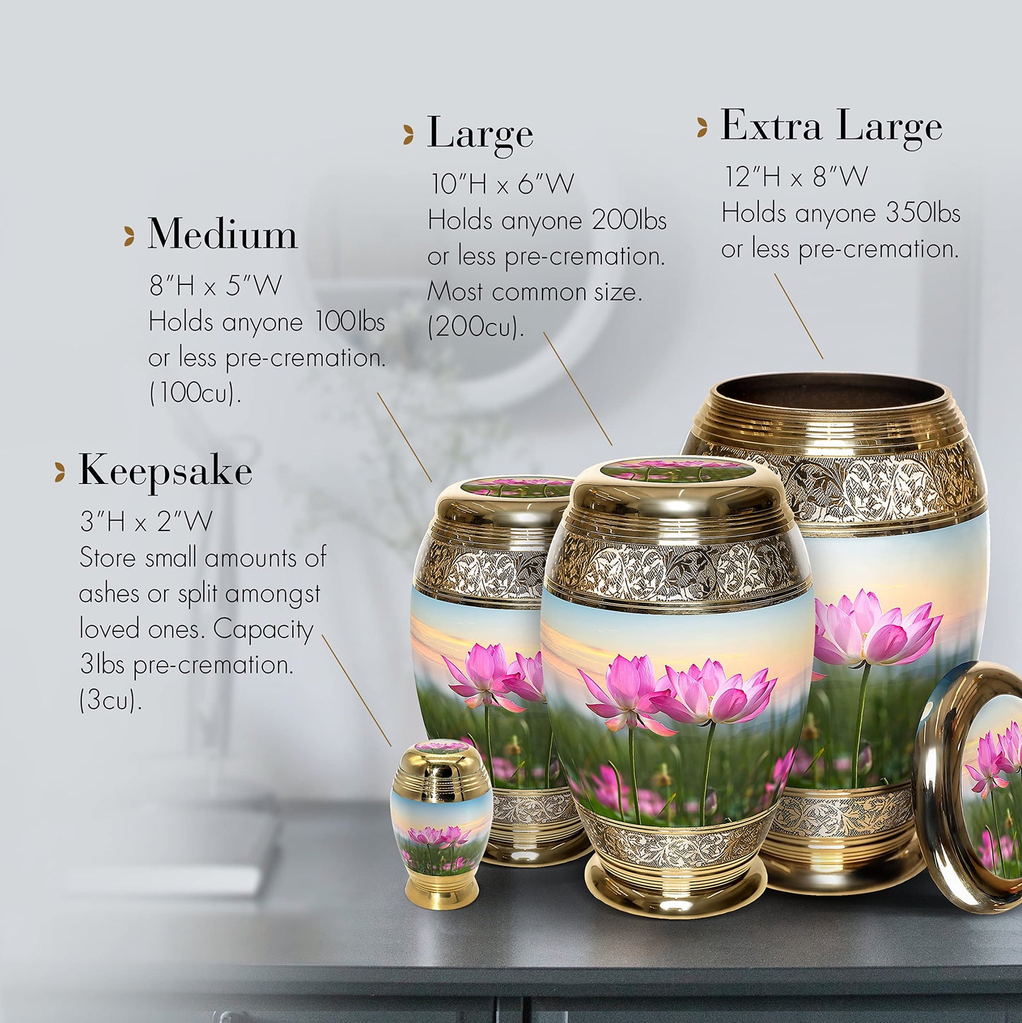 Lotus Tranquility Cremation Urn for Ashes for Women Decorative Urns - Personalized Beautifully Handcrafted Urns for Human Ashes Adult Female, Mom, Sister or Daughter