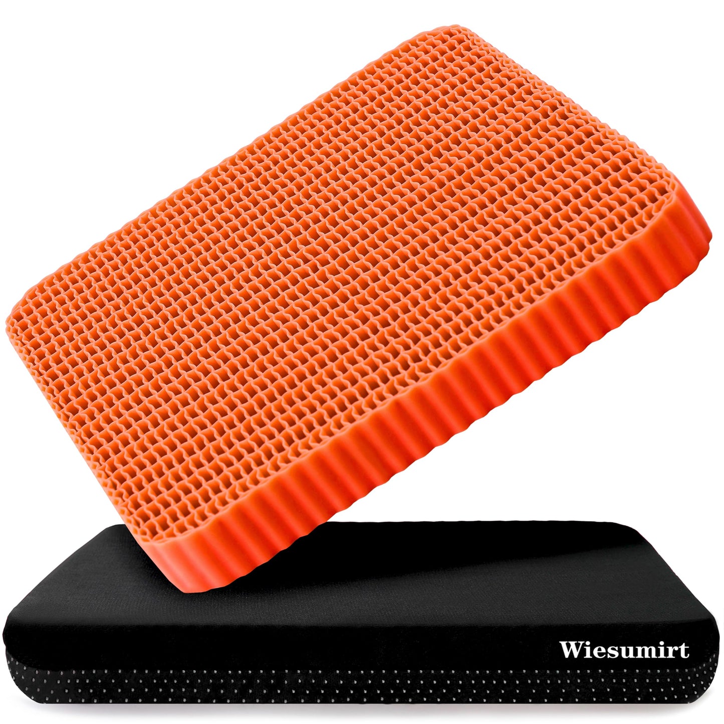 Wiesumirt Innovative Gel Seat Cushion for Long Sitting, Large Cooling Supportive Seat Cushion for Back, Sciatica, Tailbone Pain Relief, Used for Office, Wheelchair, Car, Home, Stadium, Kayak.(Orange)