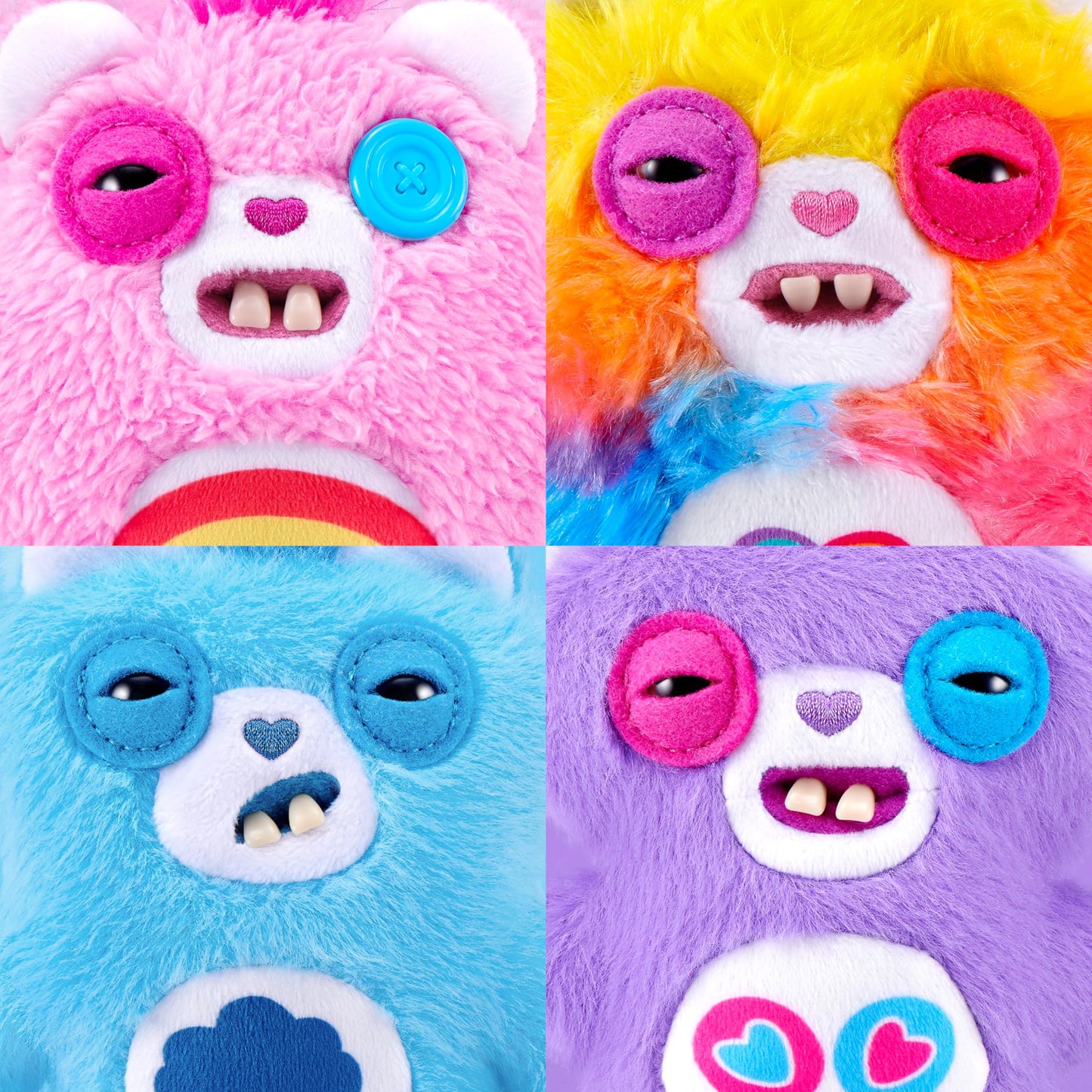 Fuggler Care Bear Keyring 5 Inch Plush Collectible Accessory (6 Pack) by ZURU Featuring Funny Ugly Monster Design with Clip-On Key Ring, Perfect for Bags, Backpacks, and Fans