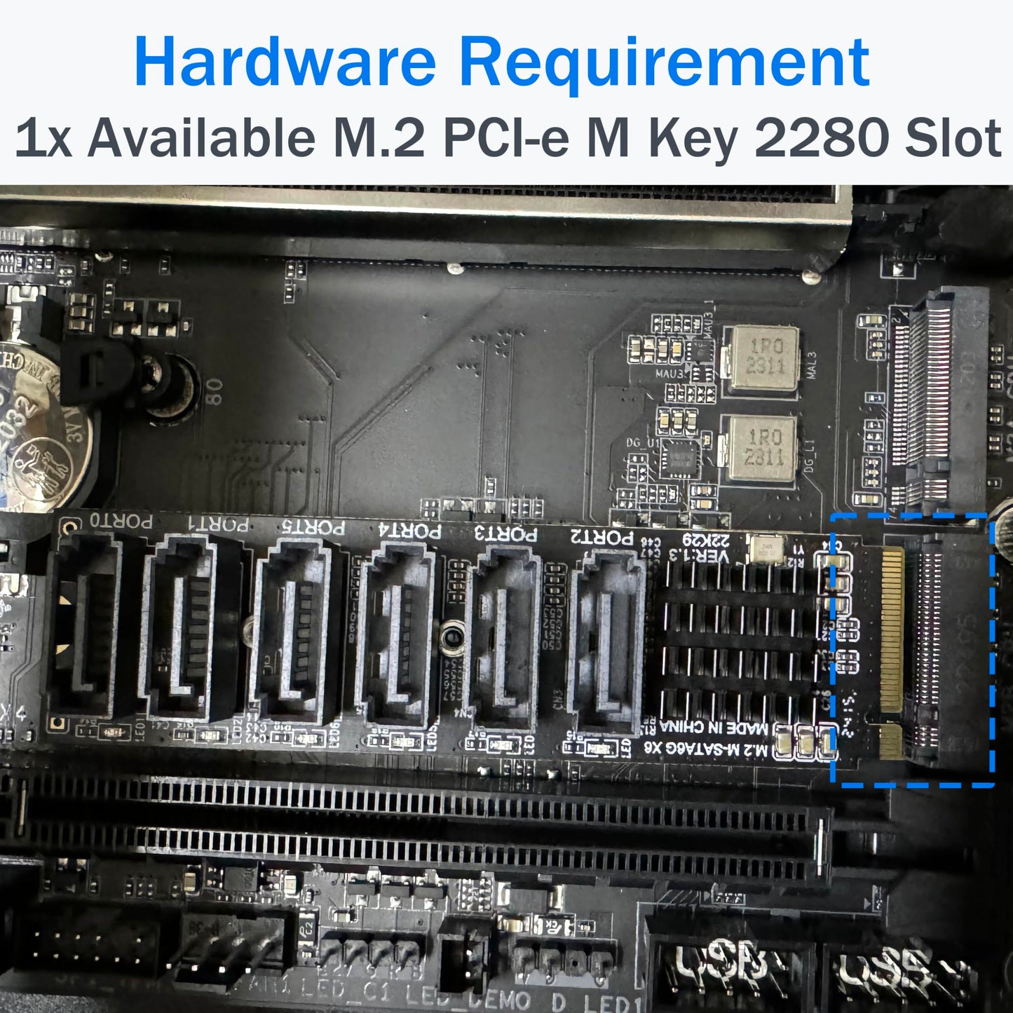 M.2 to SATA 3.0 Adapter [6-Port], RIITOP M.2 NVMe to 6 Ports SATA III Expansion Card Adapter 6Gbps with Chipset ASM1166