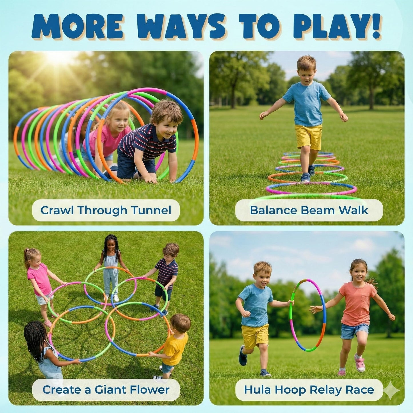 VALUE BUNDLE - Snap Together Detachable Kids Hula Hoop for Playing, 32-Inch (Pack of 6)