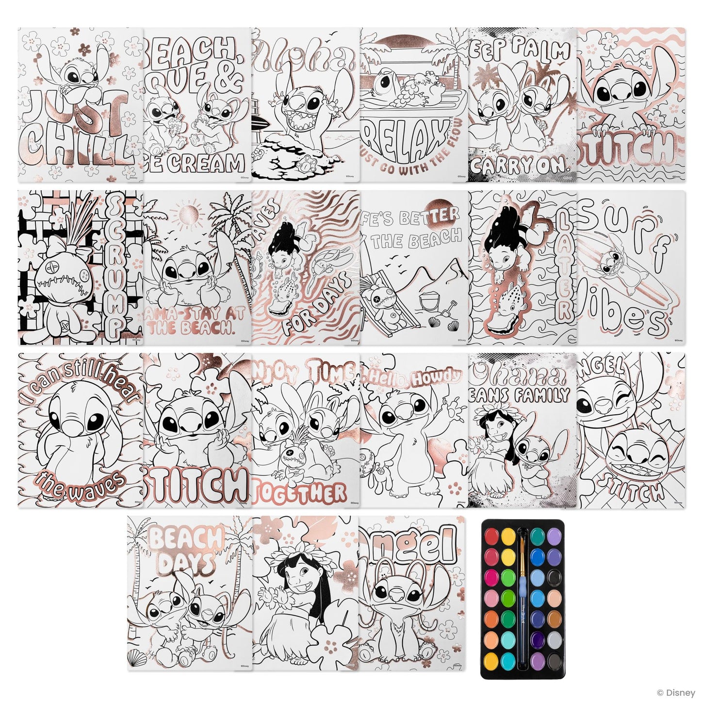 Fashion Angels Stitch Watercolor Poster Set, Includes 30 Page Spiral Bound Watercolor Sketchbook, Kids Paint Brush, 28 Washable Watercolors for Kids, Teen Girls & Boys