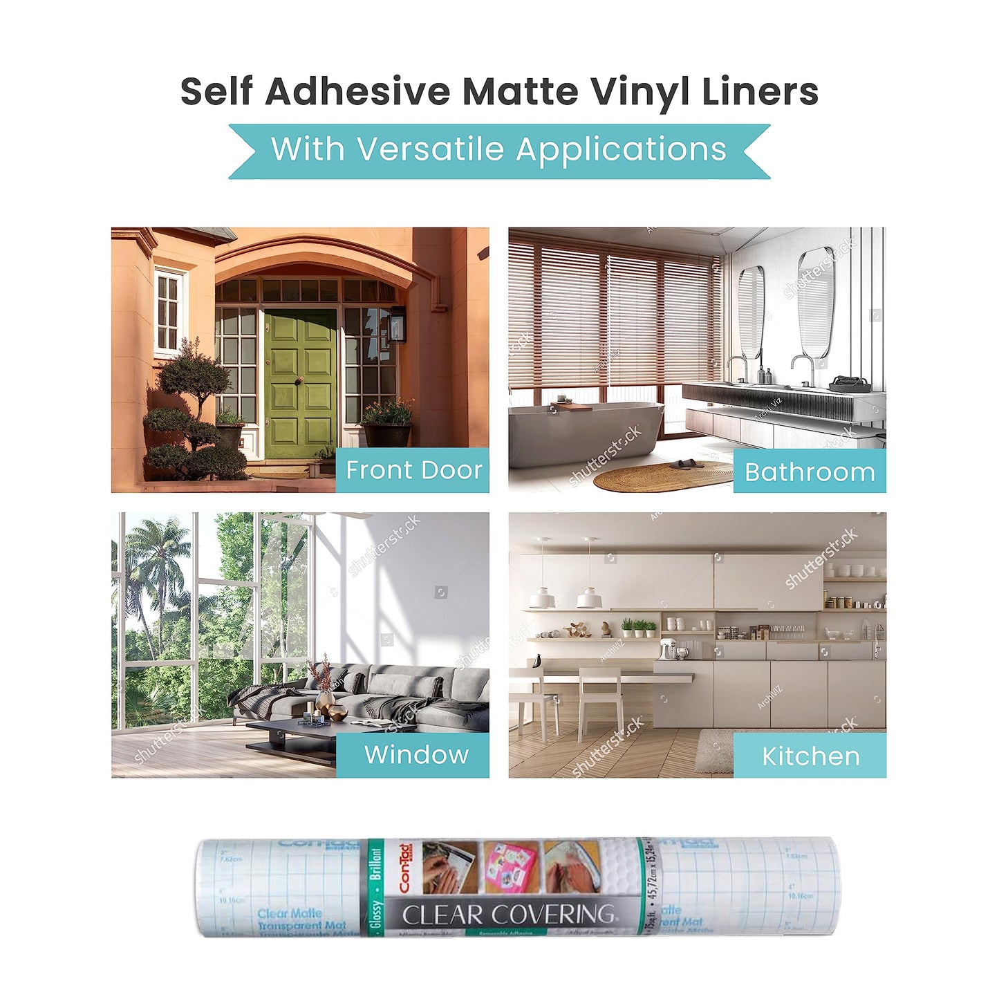 Con-Tact Brand Creative Clear Covering, Versatile and Self-Adhesive Shelf Liner, Ideal Privacy Film, Protective Clear Vinyl, 18'' x 50', Glossy