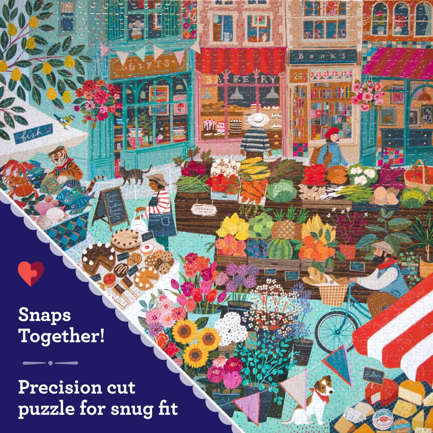EEBOO - English Green Market - 1000 Piece Cardboard Puzzle - Colorful Puzzle on The Village Market - PZTEGM