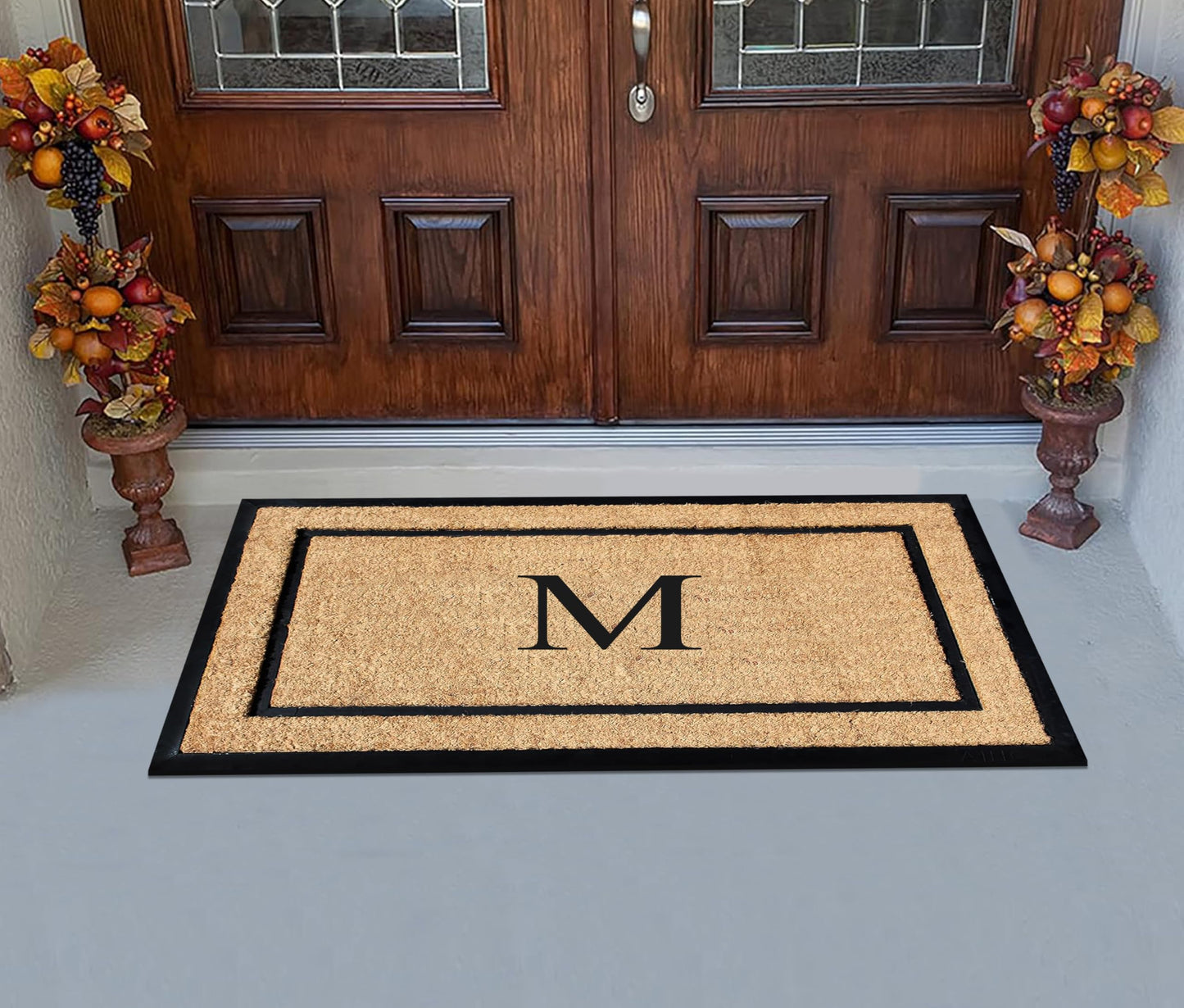 A1HC Natural Coir & Rubber Large Monogrammed Doormat, Thick Durable Entry Mats for Entrance Heavy Duty, Thin Profile, Long Lasting Front Door Mat - 24"x48"