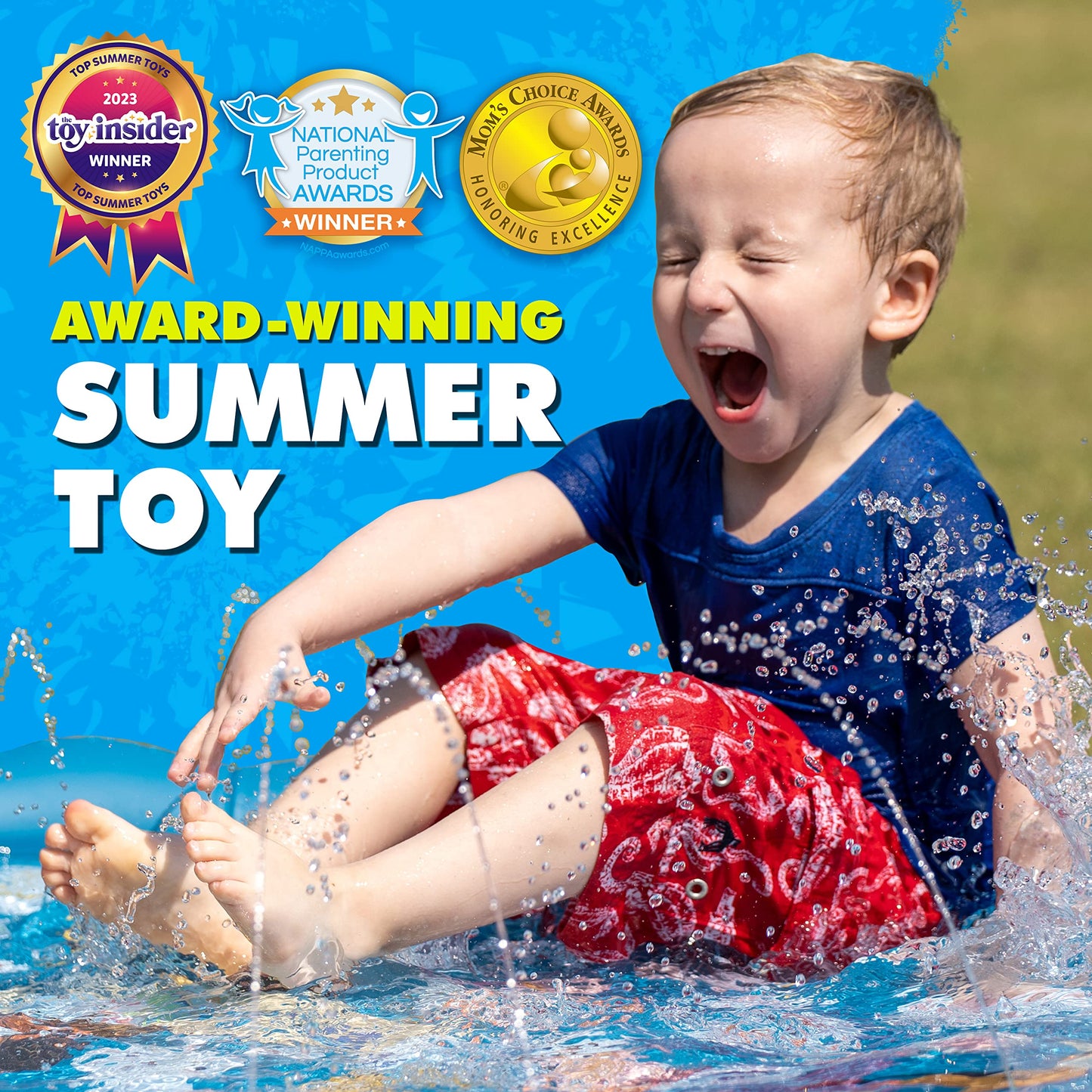 SplashEZ 3-in-1 Splash Pad, Sprinkler for Kids, and Wading Pool for Learning – Children’s Sprinkler Pool, 60’’ Inflatable Water Toys – “from A to Z” Outdoor Swimming Pool for Babies and Toddlers