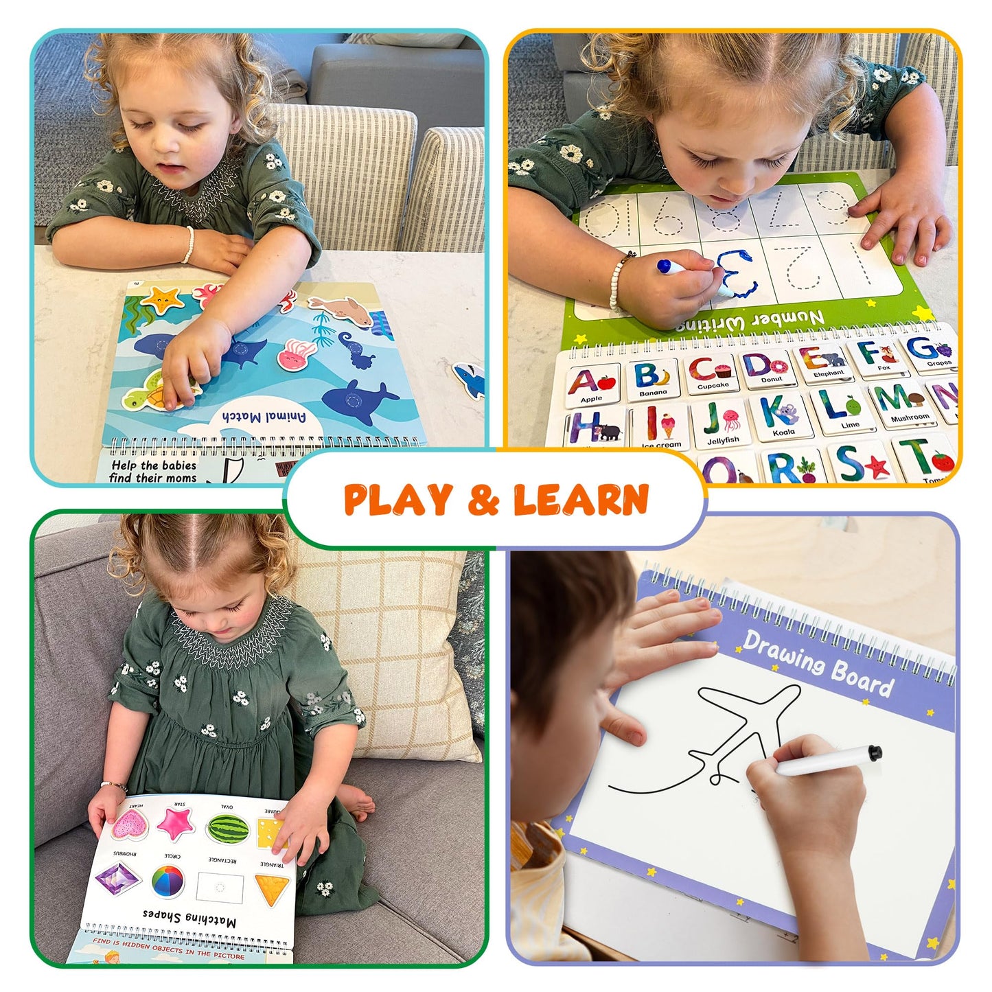 BenBen Busy Book for Toddlers, 30 Pages, Pre-Assembled, Montessori Toys, Preschool Learning Activities, Educational Sensory Toys, Kids Activity Book, Autism Learning Materials