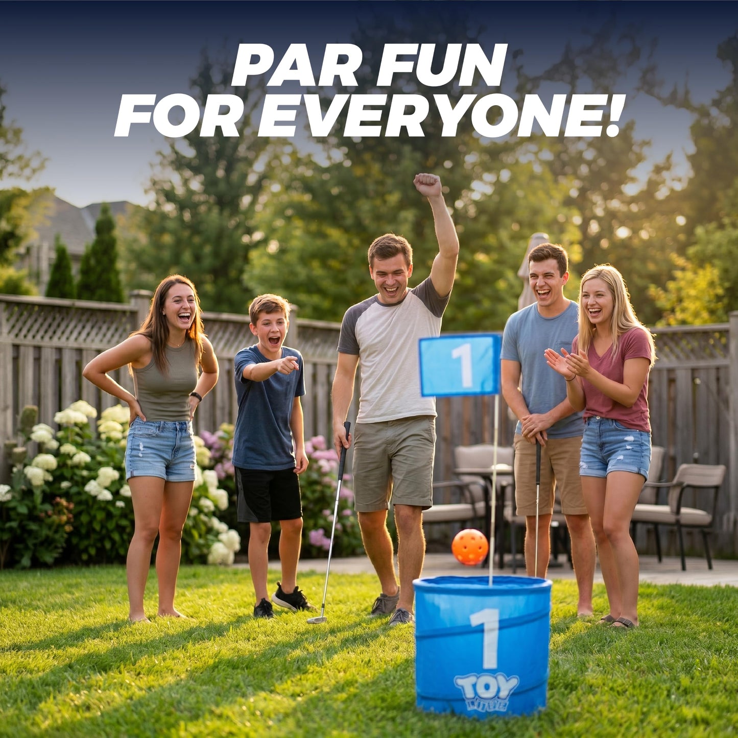 TOY Life Golf Game Set, 6 Holes Backyard Golf Bucket Game for Adults Kids, Practice Golf Course with Balls and Flag, Outdoor Indoor Golf Yard Game for Beach, Camping and Lawn