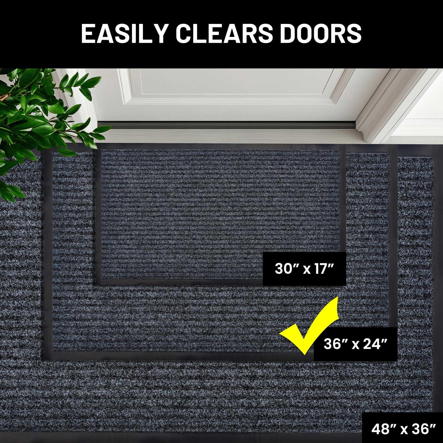Sierra Concepts Front Door Mat Welcome Floor Mats - Entryway Indoor Outdoor Entrance Doormat, Patio, Porch, Muddy Shoe, Inside Outside Low Profile, 36x24 inches, 2-Pack Gray