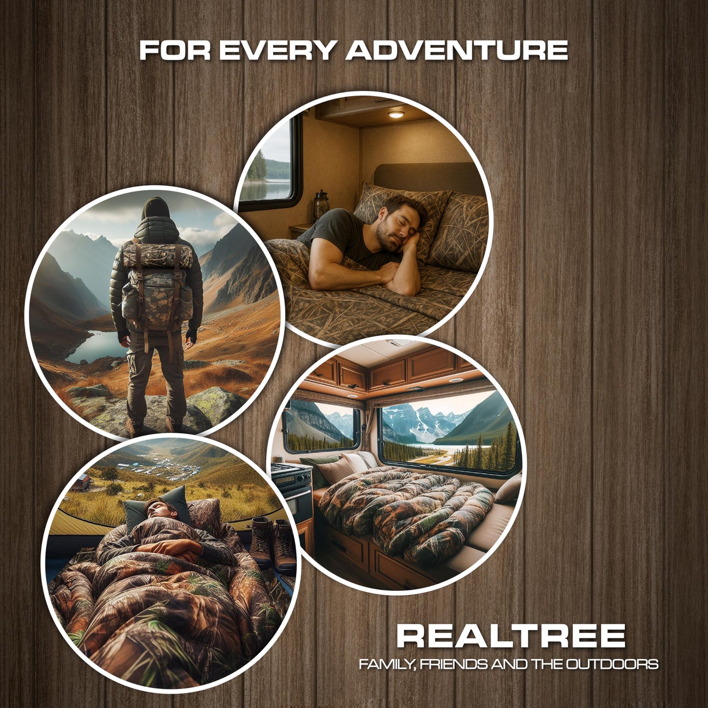 VISI-ONE Realtree Edge Queen Camo 4 Piece Sheet Set – Lightweight, Cooling, Wrinkle-Free Microfiber 13" Deep Pockets Sheets, Unisex Rustic Western Farmhouse Style Made to Complement All Living Spaces