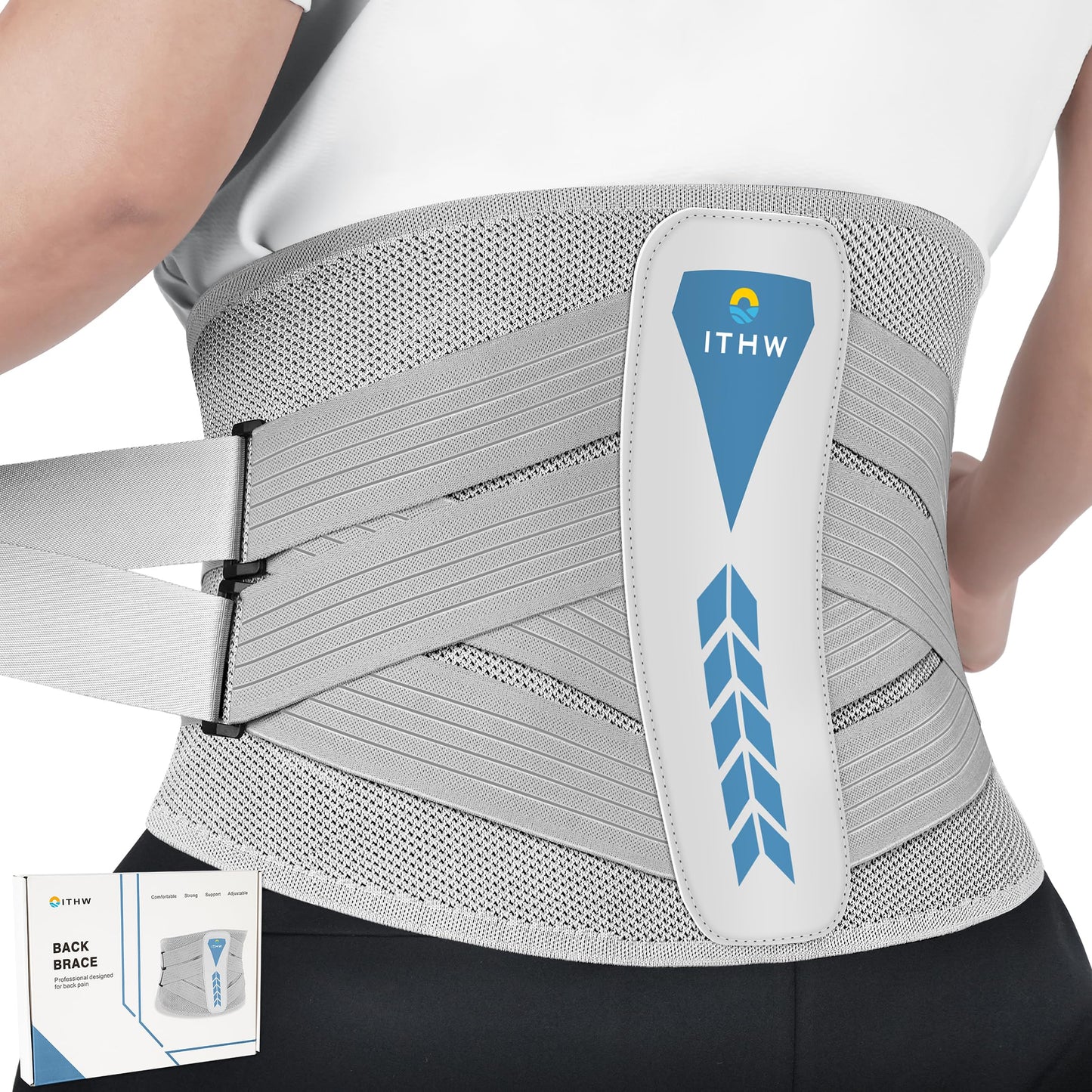 ITHW Back Brace for Lower Back Pain, Back Support Brace for Women and Men with Adjustable Strap, Lower Back Brace for Sciatica, Herniated Disc, Scoliosis (Medium)