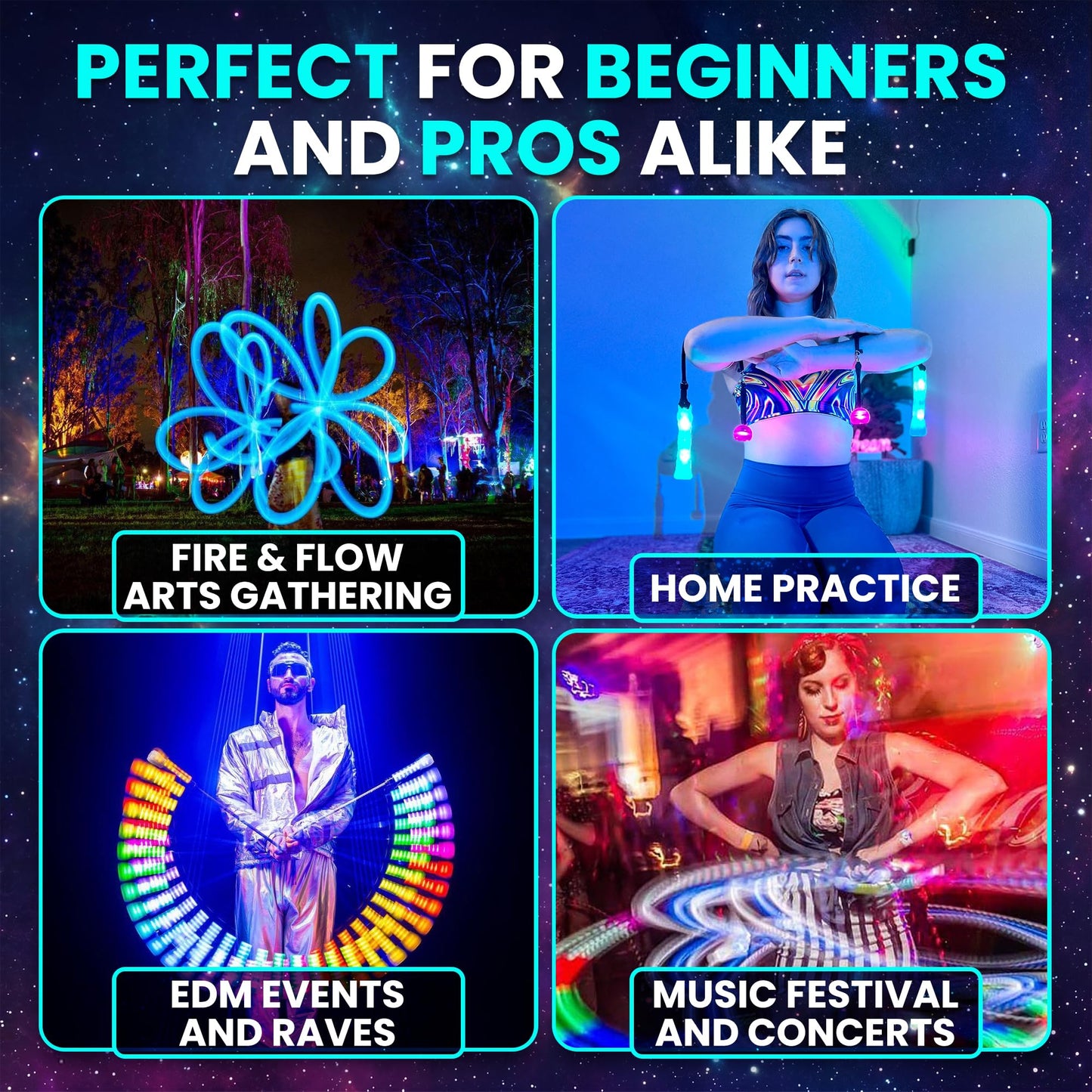 UltraPoi Helix Poi Set LED Poi for Raves and Concerts LED Glow Sick