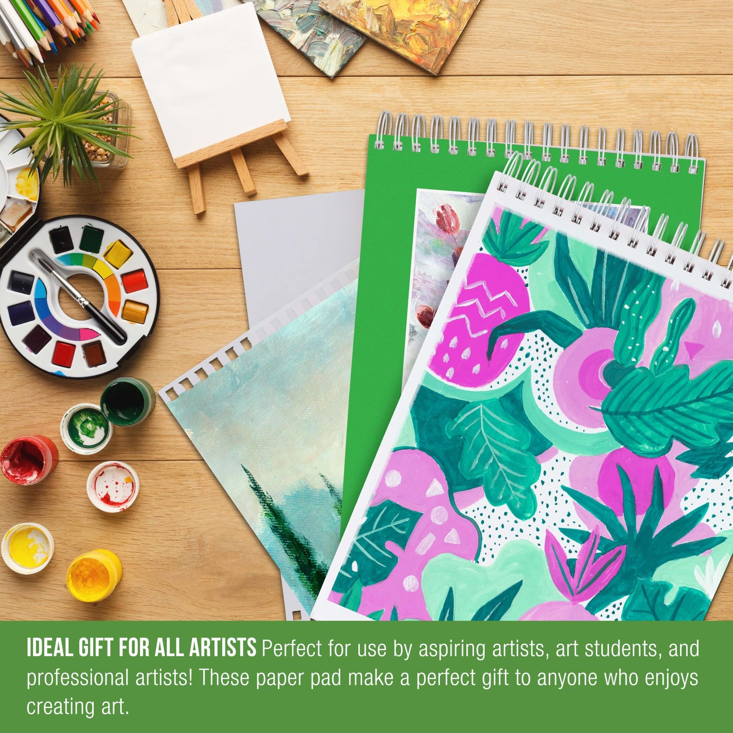 11 in. x 14 in. Spiral Binding Acrylic Painting Pad 400Gsm, 12 Sheets