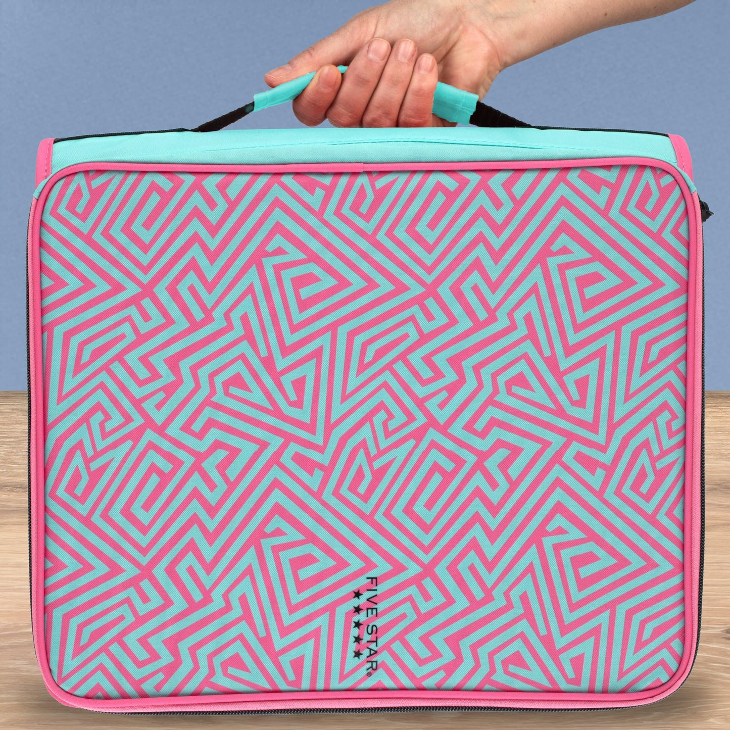 Five Star Zipper Binder 2 Inch O-Rings Case Organiser with Multi-Access and 5-Tab Expanding File Folder, 850 Sheet Capacity, Taffy Twist (290010J)