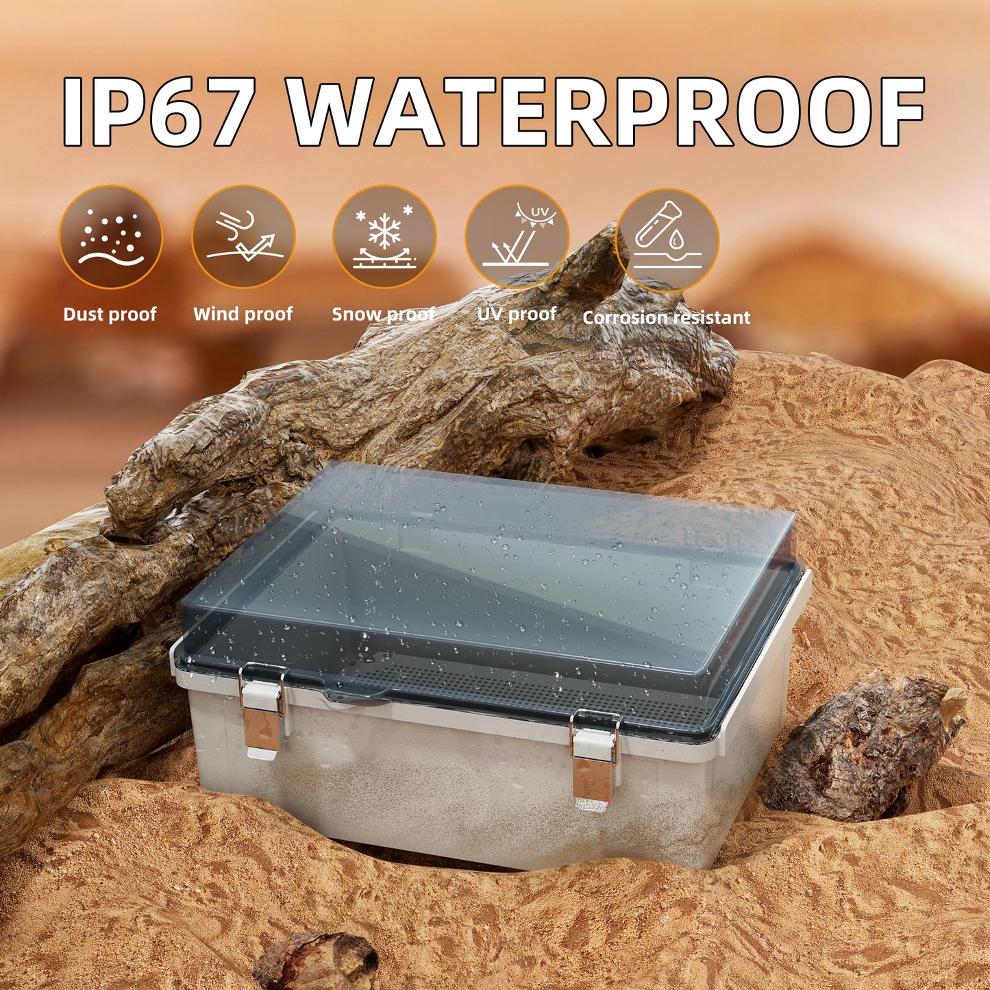 Joinfworld Electrical Box Weatherproof Plastic Junction Box 15.7x11.8x7.1 Outdoor WiFi Nema 4 Enclosure Clear Cover for Electric Connection Exterior Project
