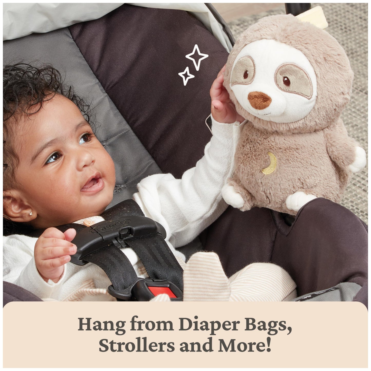 Baby GUND Lil’ Luvs On The Go Sloth Soother for Babies and Newborns, Plush Sloth Stuffed Animal Sound Toy, Brown/Cream, 6”