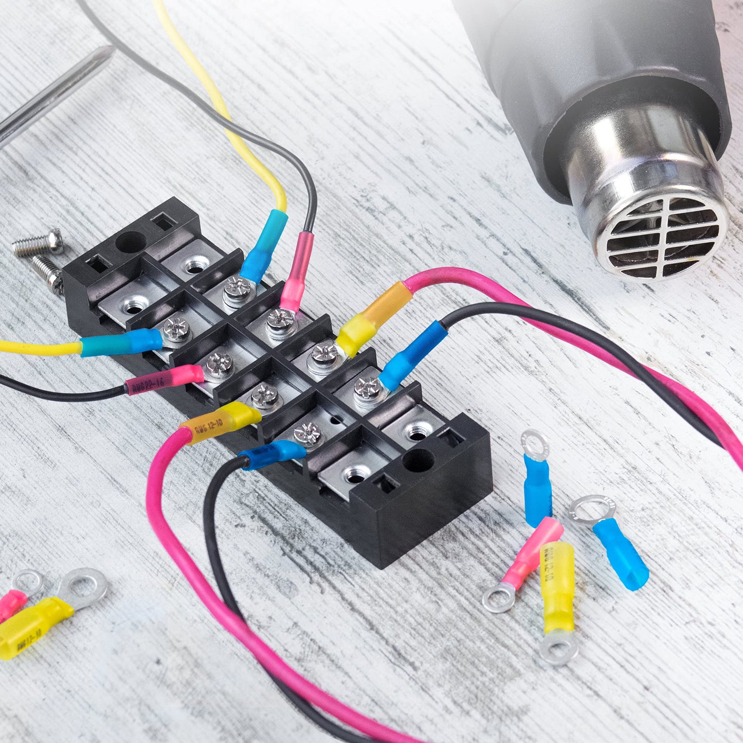 Wirefy Heat Shrink Wire Connectors Kit - Marine Grade Electrical Connectors - Automotive Butt Connectors - Insulated Ring, Spade, Fork, Hook Crimp Terminals - 22-10 Gauge - 270 PCS