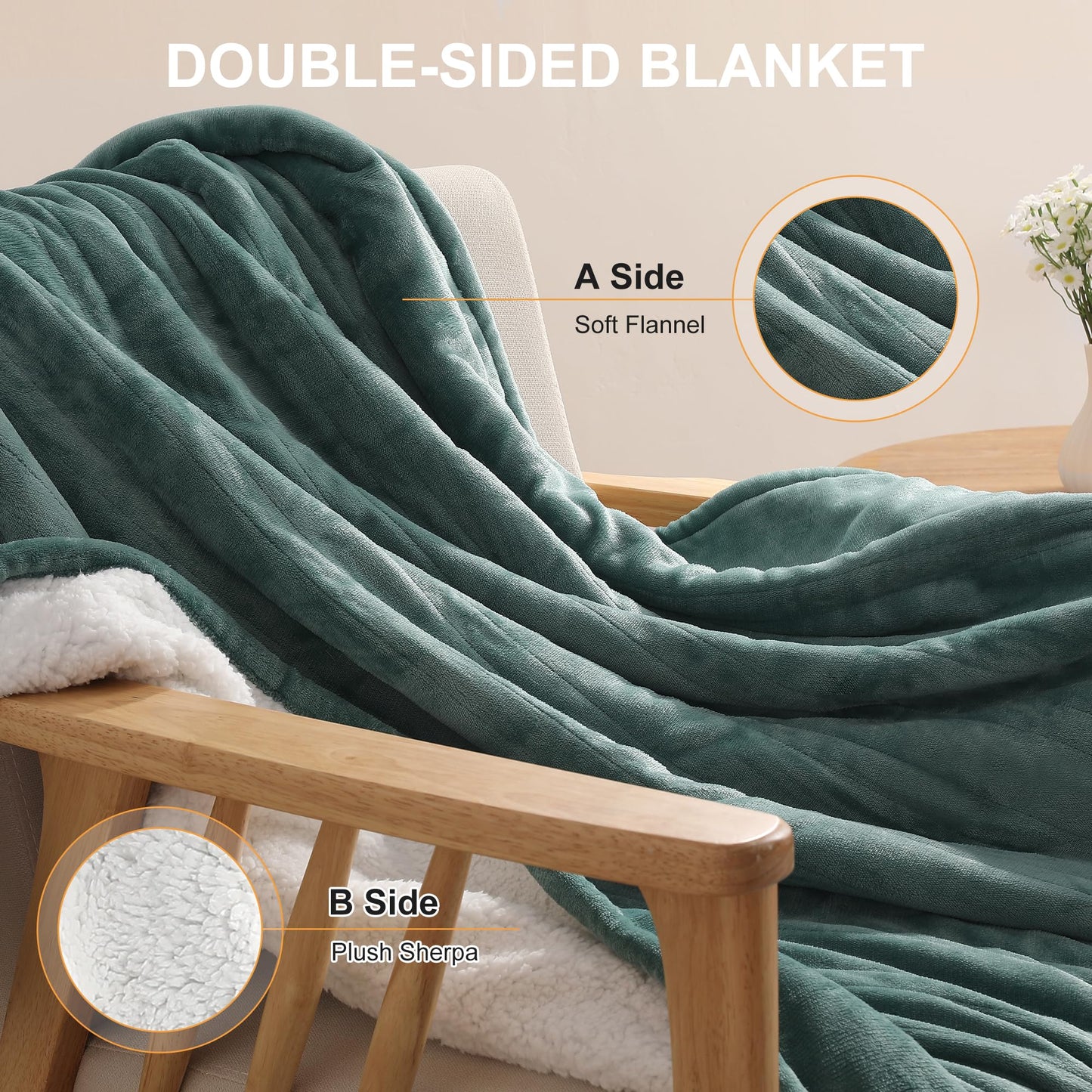 Electric Blanket Twin 62''X84'' Heated Blanket Green, Ultra Soft Silky Flannel & Fluffy Sherpa Heating Blanket with 5 Heat Levels & 10 Hrs Timer, ETL Certified & Overheat Protection, Gifts for Grandma