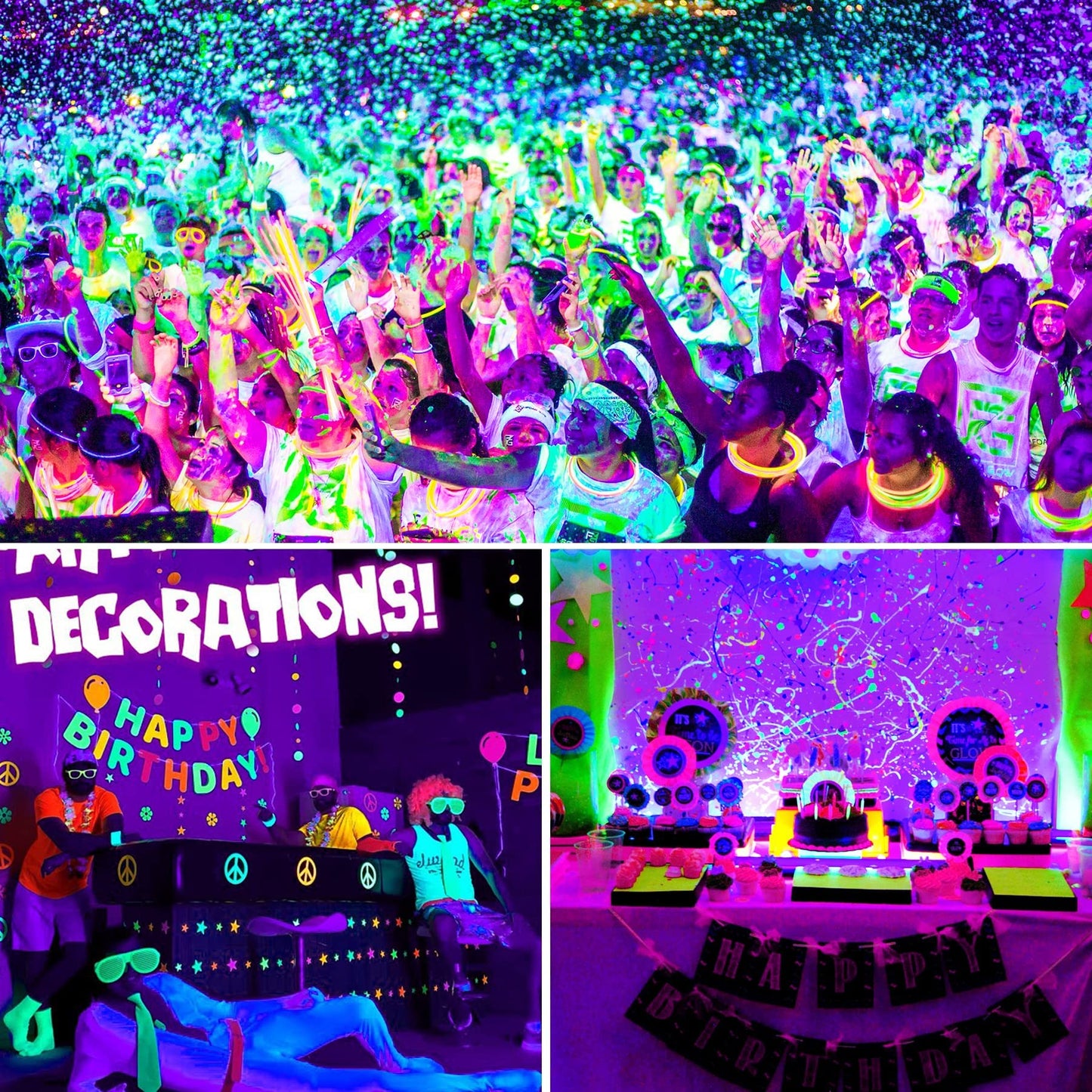 CREPOW Rechargeable LED Black Light, Battery Powered Portable Blacklight, 400nm LED Flood Light Black Lights, Neon Glow Party, Blacklight Catfishing, Halloween, Glow in The Dark Decoration 4 Pack