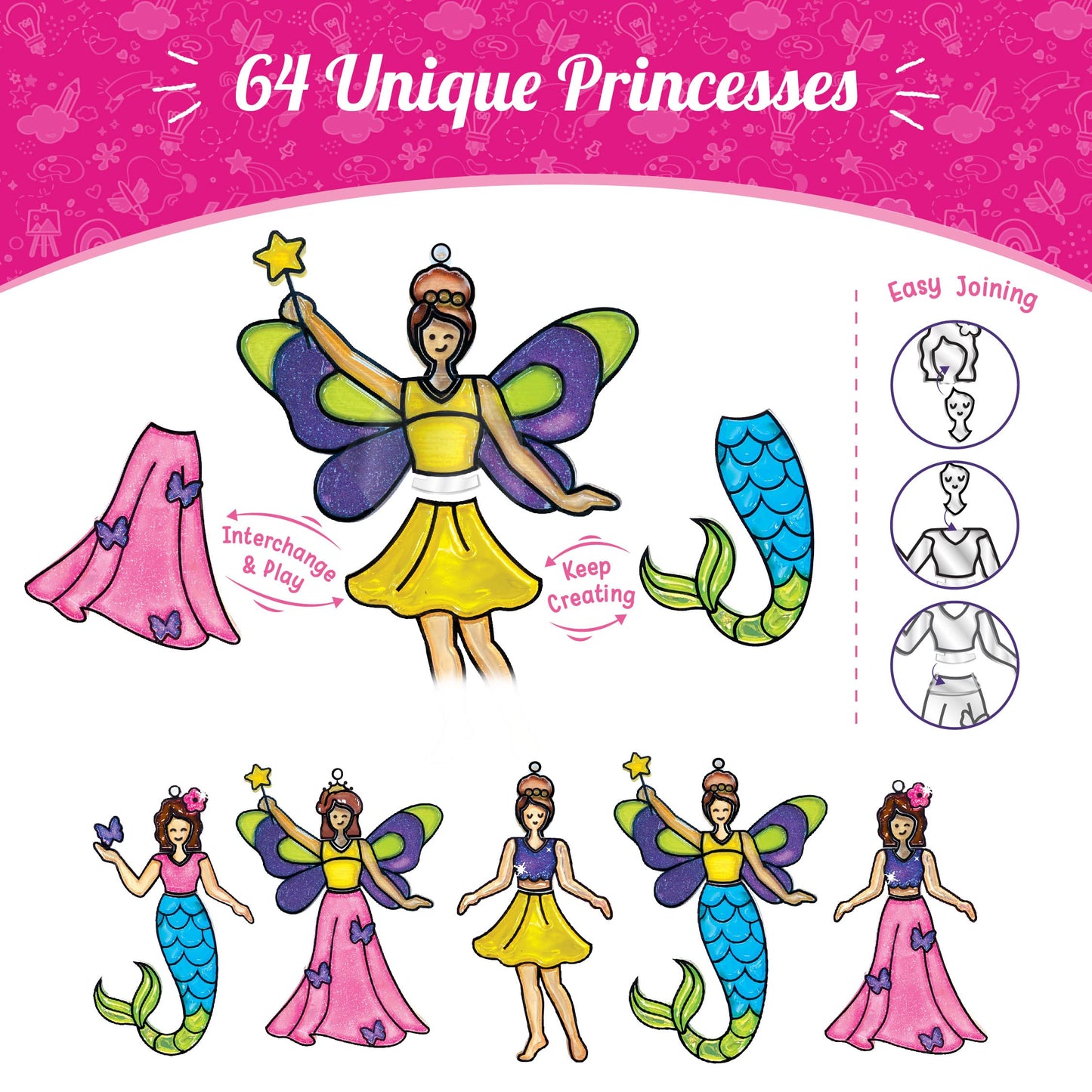 Imagimake Window Art Princess & Unicorn | Suncatcher Kit | Unicorn Toys for Girls Age 5-8 | Craft Kits for Girls Ages 8-12 | Easter Gifts for Kids | Easter Toys