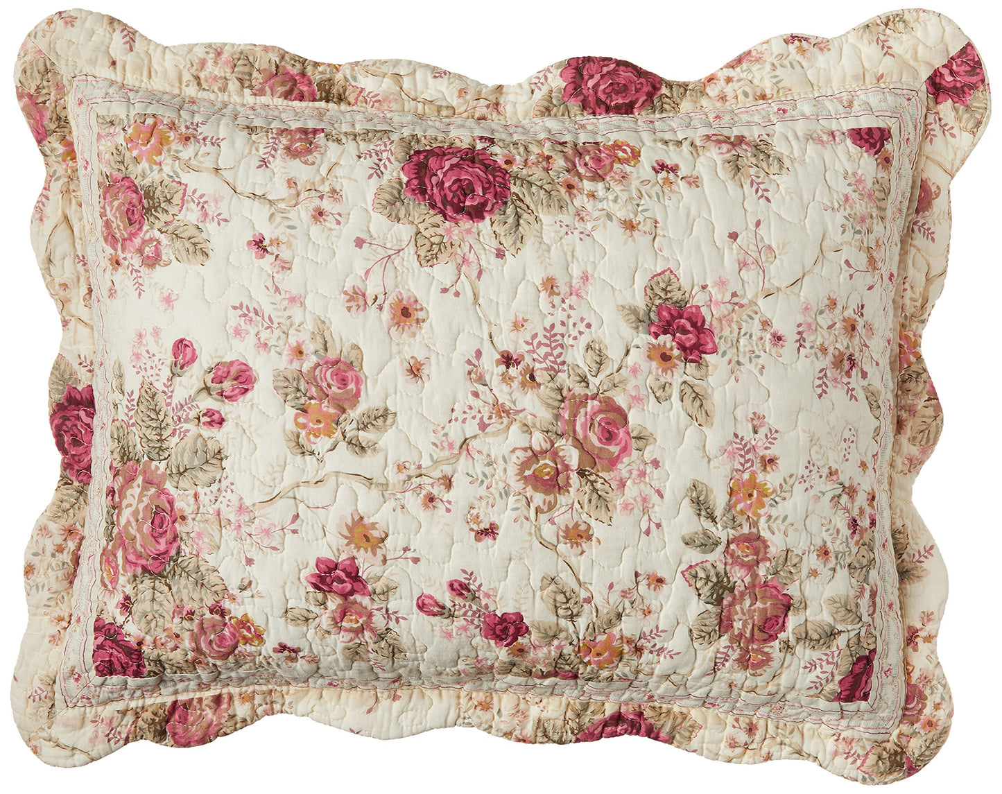 Greenland Home Antique Rose Full/Queen Quilt Set, Ecru