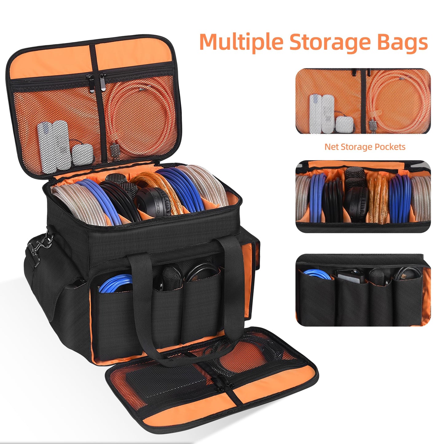 Homfu DJ Gig Gear bag-DJ Cable File Organizer Bag with Detachable Dividers,DJ Travel Gig Bag With Organization Package for Business Trips,Daily Use,DJ File Equipment,Musician Accessories,Outdoor