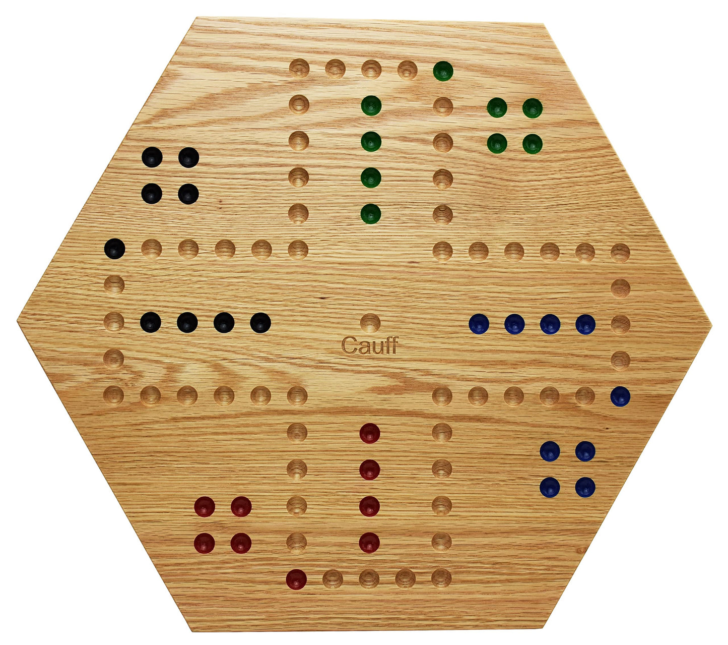 Solid Oak Double Sided Marble Board Game Hand Painted by Cauff (20 inch)
