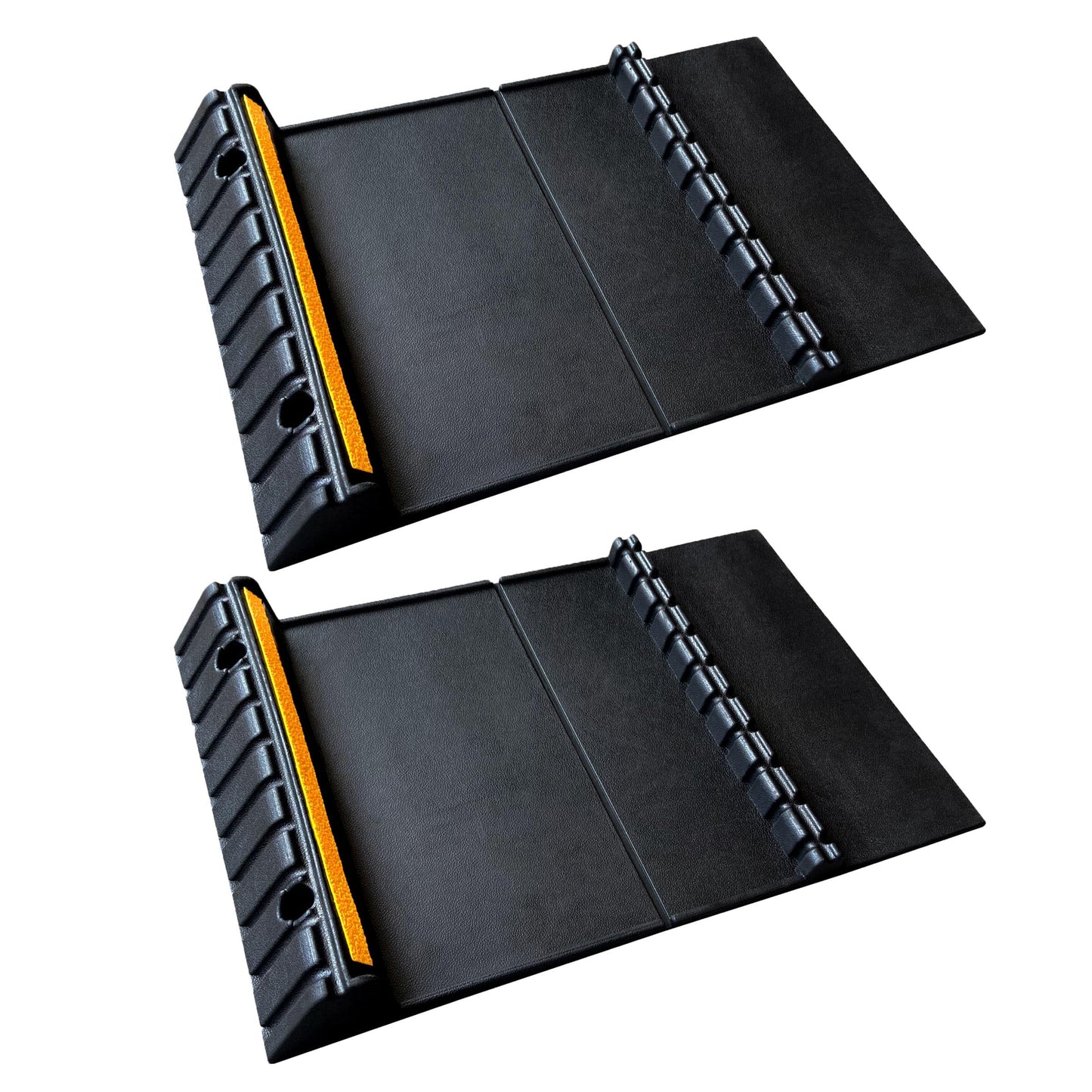 YONSHENG Parking Mat Car Stopper for Garage Floors- Heavy Duty Rubber Parking Aids - Wheel Stop with Scatter Glass Reflective Yellow Targets for Car Garage Floor Stop Aid Indoor Outdoor, 2 Pack