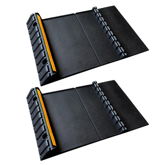 YONSHENG Parking Mat Car Stopper for Garage Floors- Heavy Duty Rubber Parking Aids - Wheel Stop with Scatter Glass Reflective Yellow Targets for Car Garage Floor Stop Aid Indoor Outdoor, 2 Pack