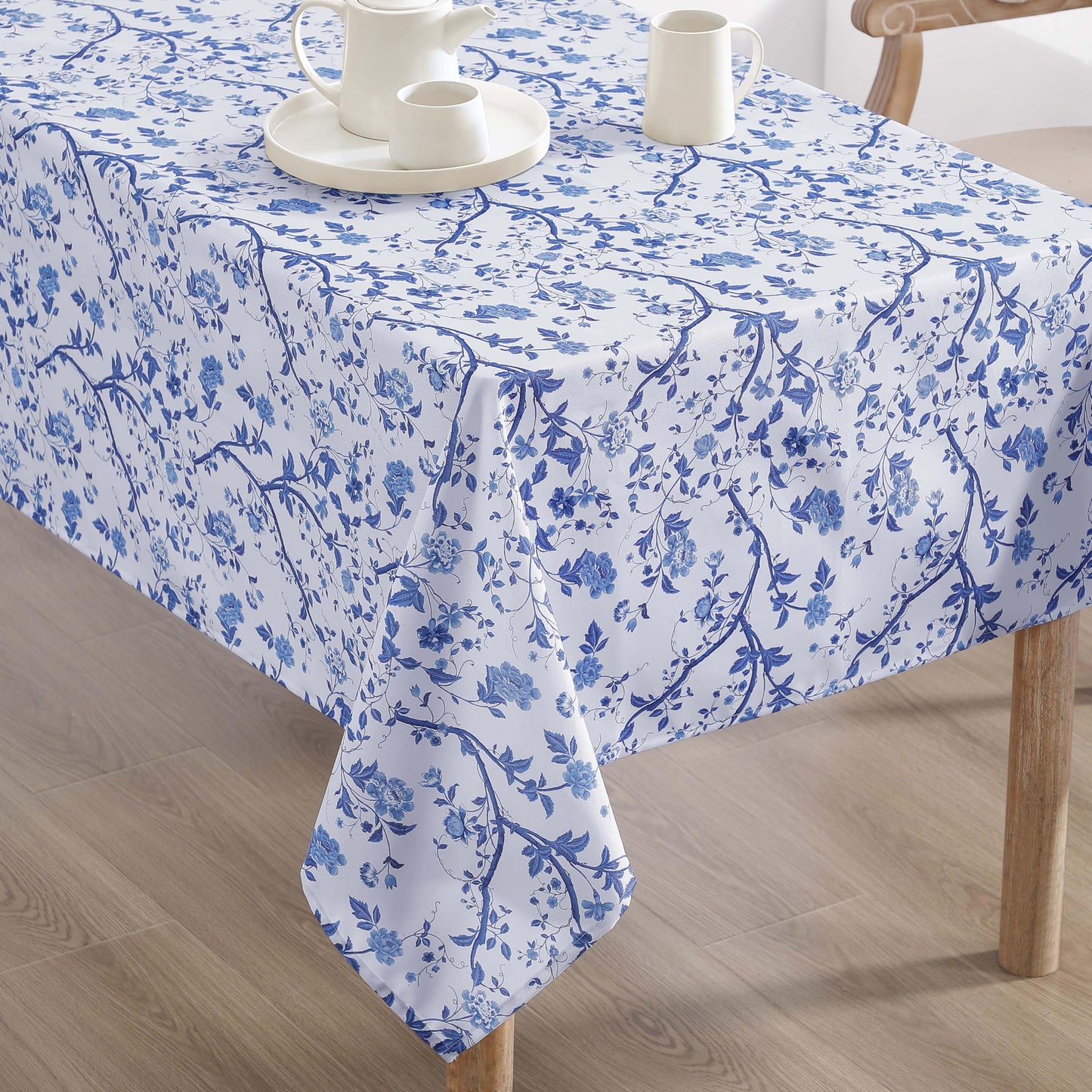 Laura Ashley Decorative Tablecloth, Wrinkle and Stain Resistant, Spillproof Water Repellent, Easy Care Washable Polyester Fabric for Dining, Kitchen, Holiday and Party, 60" x 84", Charlotte