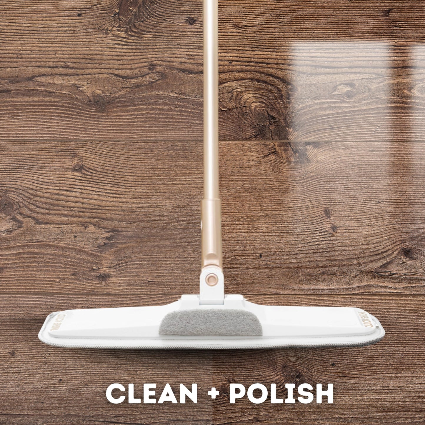 Quick Shine Ultimate Gold Clean + Polish Mop Kit, 11 Pc Set w/Interchangeable Attachments, Cleaner & Finish Included | 2-in-1 Pro Cleaning System w/ Microfiber Pads | All Floors | No Batteries Needed