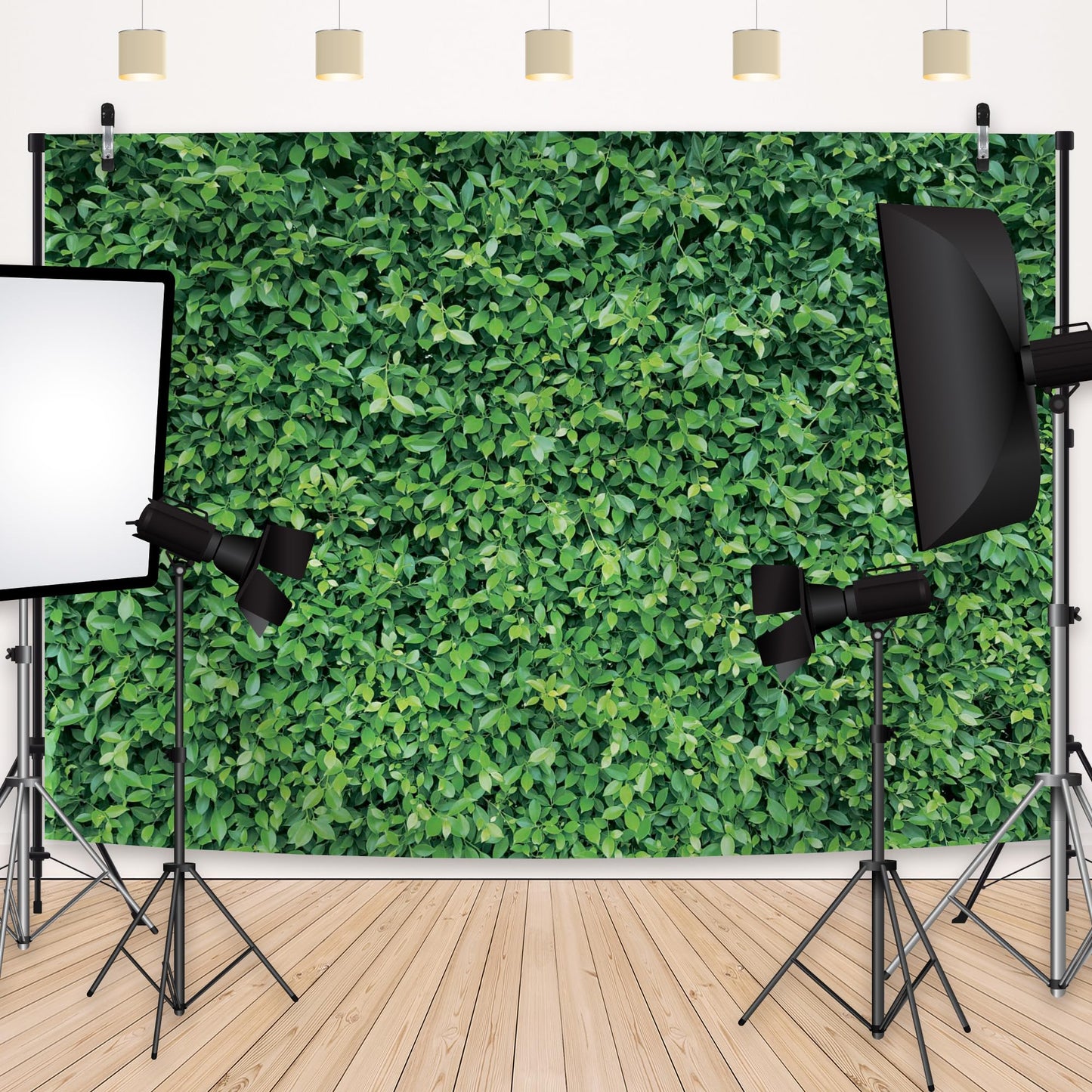 Msocio 10x8ft Polyester Spring Greenery Leaves Grass Nature Photography Backdrop Green Grass Background for Birthday Wedding Safari Dinosaur Baby Shower Party Decorations Banner Portrait Photo Booth
