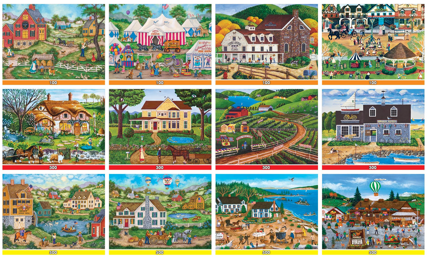 MasterPieces Folk Art 12-Pack Bundle Jigsaw Puzzles, Assorted (31864)