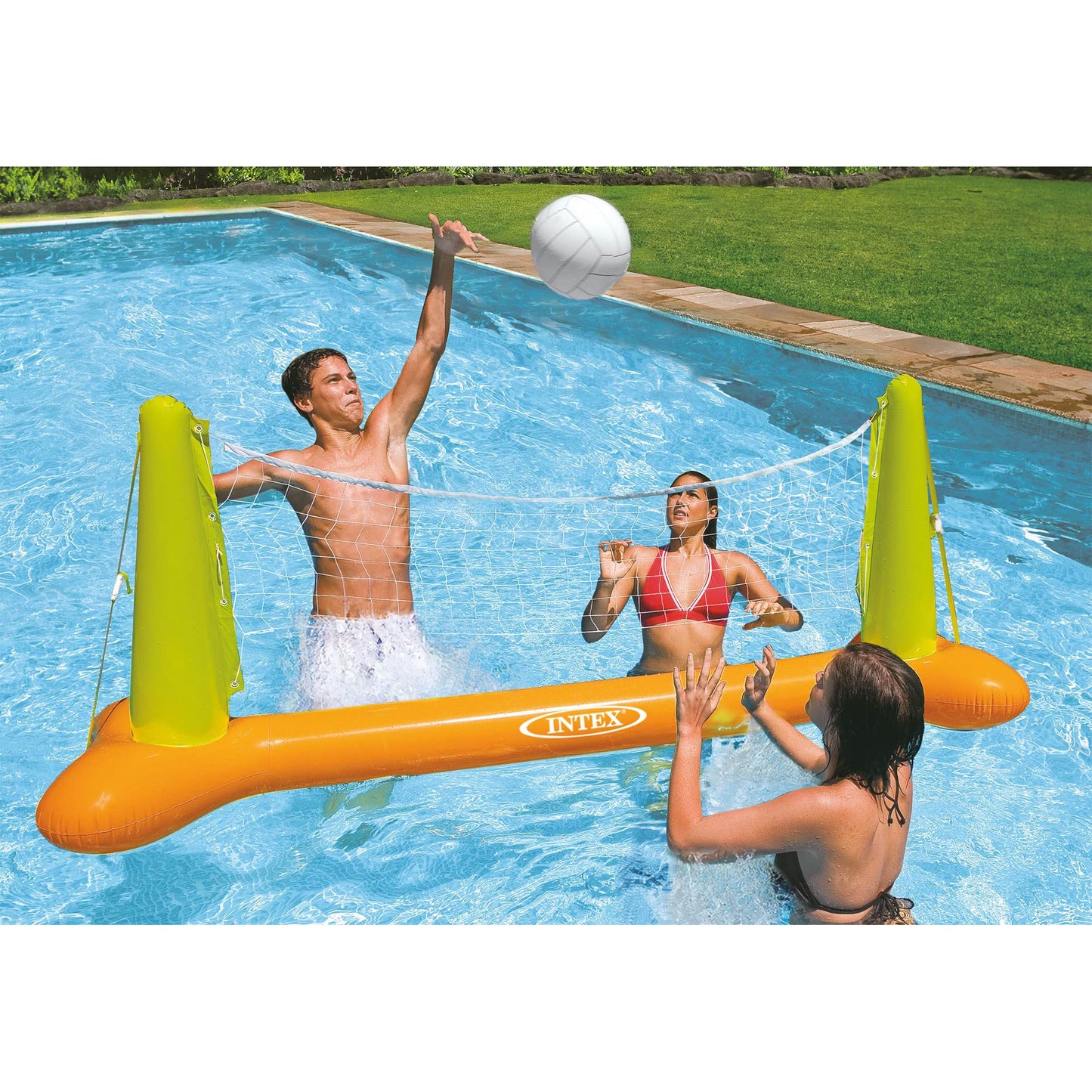 Intex Inflatable Floating Swimming Pool Toy Active Water Volleyball Sports Game with Net and Ball for Children and Adults, Multicolor (6 Pack)