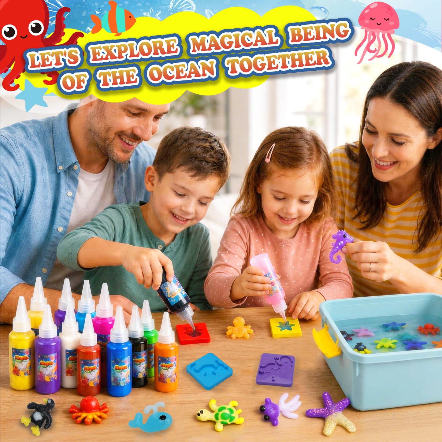 HunDun 21 Colors Magic Water Gel Kit for Kids, Water Gel Kit Pets,21 Gels & 14 Molds,DIY Squishy Toys Maker Set.Night Glow & Glitter, Birthday Gifts for Kids Toys 3+