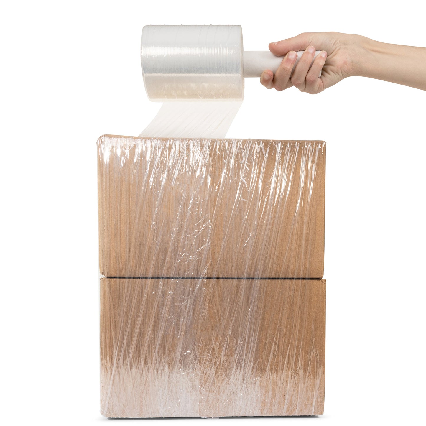 Sam Wrap (R) Stretch Wrap 5" x 1000' Roll With Handle, 80 Gauge Extra Thick Durable Self-Adhering Plastic Wrap for Moving, Packing Wrap Industrial Strength, Clear Plastic Pallet Shrink (4 Pack)