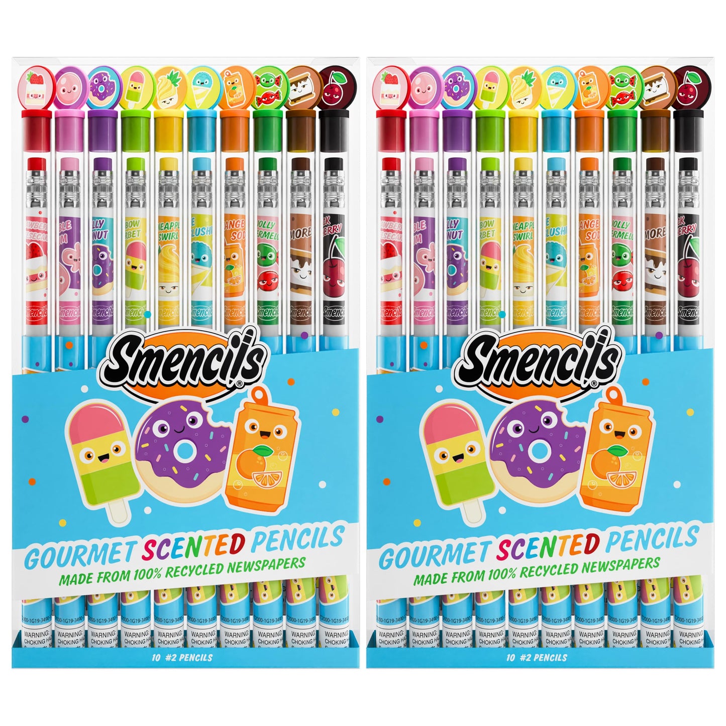 Graphite Smencils (2 Pack) - HB #2 Patented Gourmet Scented Pencils, 10 Count, Gifts for Kids, School Supplies