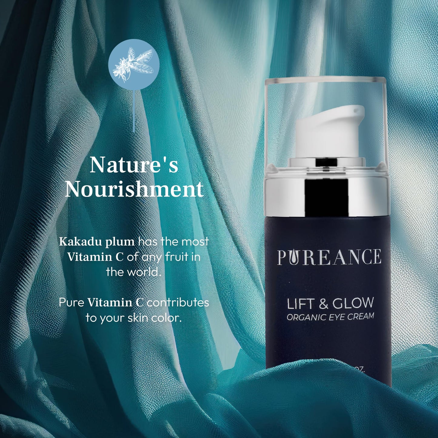 PUREANCE Organic Eye Cream for Dark Circles and Puffiness for Menopausal Skin I Anti Aging Eye Cream for Women with Kakadu Plum I Reduces Dark Circles and Under Eye Bags 0.5 Fl Oz