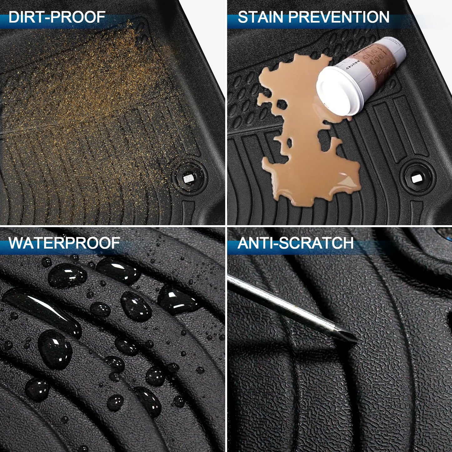Peleus Floor Mats & Cargo Mat for 2024 2025 2026 Chevy Equinox EV (Non Fuel) - TPE All Weather Protection 2 Rows Car Floor Liners with Cargo Liner