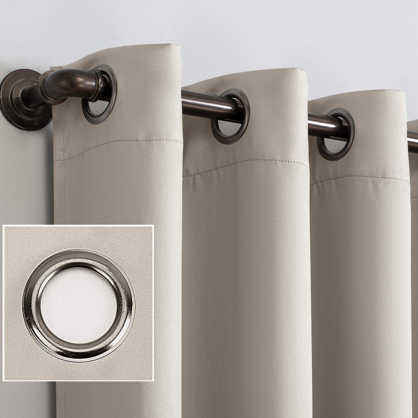 Sun Zero Nordic 2-pack Theater Grade Extreme 100% Blackout Grommet Curtain Panel Pair, 52" x 84", Stone