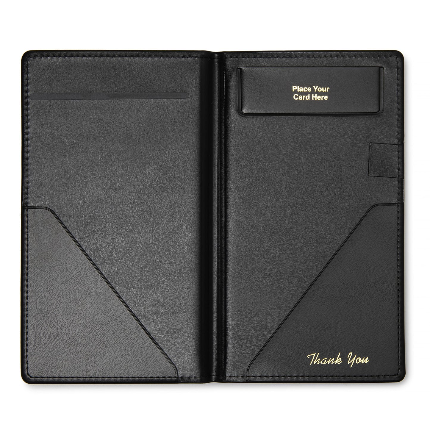 Beatherly Premium Restaurant Check Presenters - 20 Pack - 5.25" x 9" Guest Check Card Holder, Restaurant Supplies for Servers, Waiter, Waitress, Bar, Black with Gold Thank You and Hand Stitched Cover