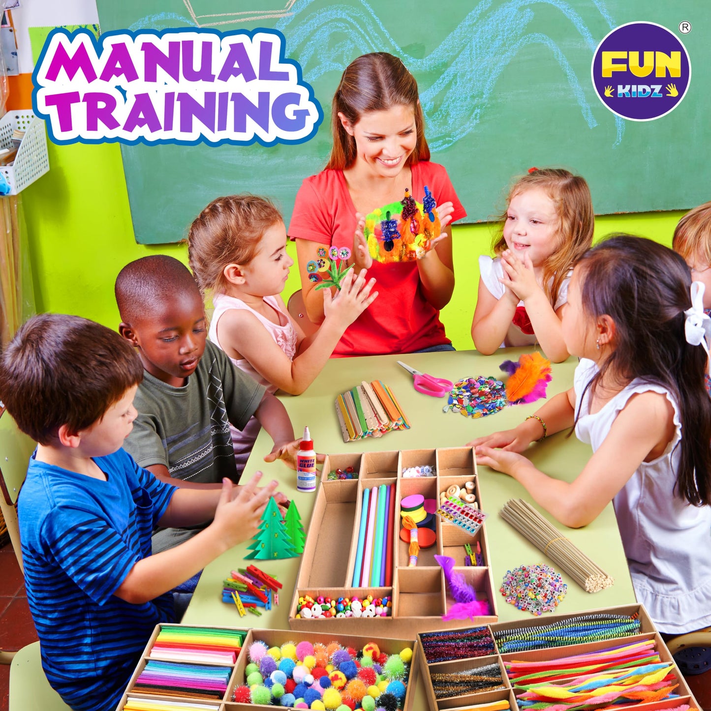 3 Layers Jumbo Arts and Crafts Supplies Warehouse, Biggest Chest Box 17.91Wx12.4L Includes 1600+ Giant Craft Materials Kit for Kids 6-12 Creative Toys Birthday Gift for Preschool Girls and Boys