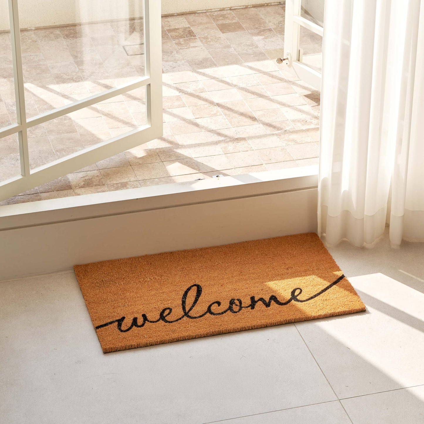 KANKUN Coco Coir Door Mat with Heavy Duty Backing, Welcome Doormat (17" x 30"), Doormat Entrance (Welcome1-2Pack)